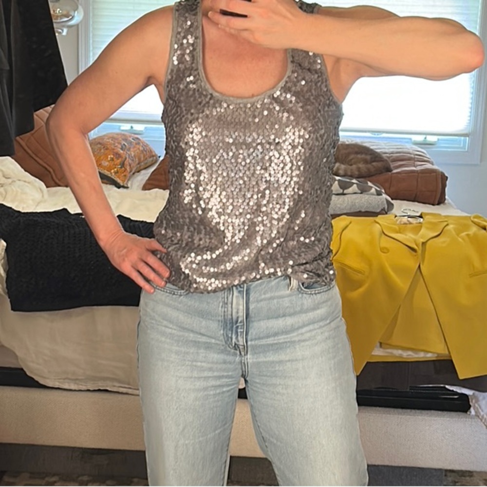 Silver Sequin Women's Tank Top